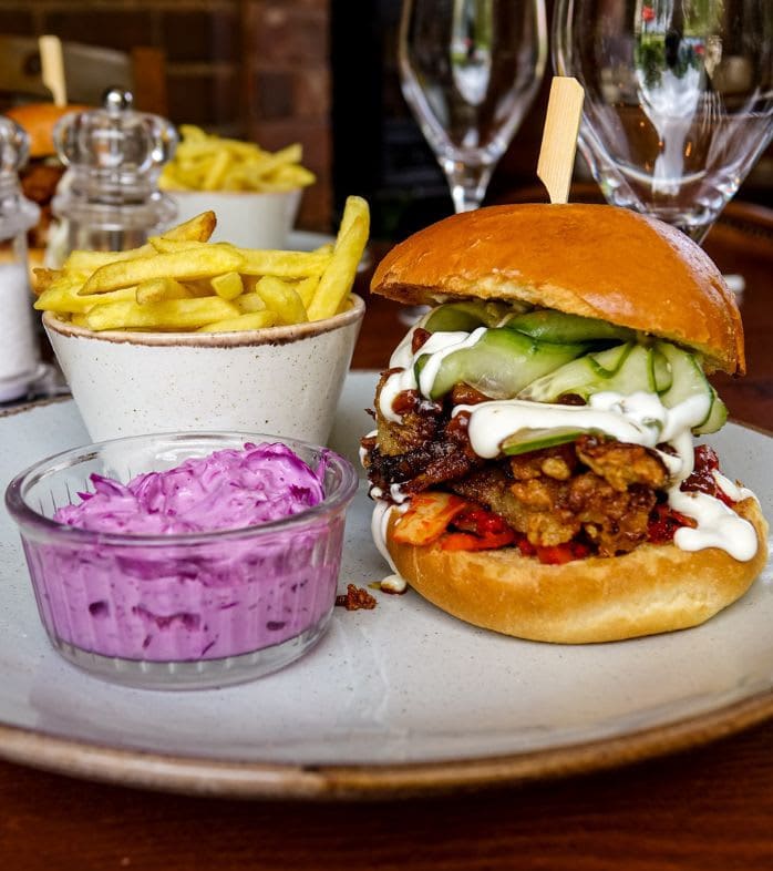 Korean fried mushroom burger